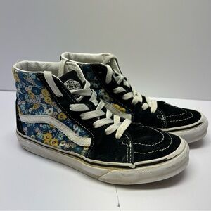 Size 3 Vans Sk8-hi Ditsy Dot Black Youth Girls Sneaker Shoes EUC‎